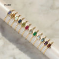 FUAMAY Custom 12-Month Birthstone Rings Peridot Emerald Ruby Opal with Classic Style for Wedding and Party Jewelry