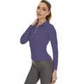 Factory Riding Tops Wholesale Horse Riding Long Rleeve Shirt Women Purple Baselayer Top Western Equestrian Shirts With Zip