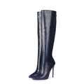 Handmade Women's Sexy High Heel Knee High Boots Pointed Toe Western Style Zip Closure Autumn/Winter Collection Chengdu Factory MegaBDM