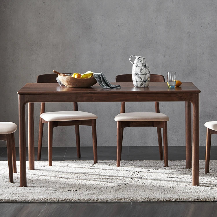 B5114 Simple Modern Solid Black Walnut Wood Dining Table Apartment Dining Room Set