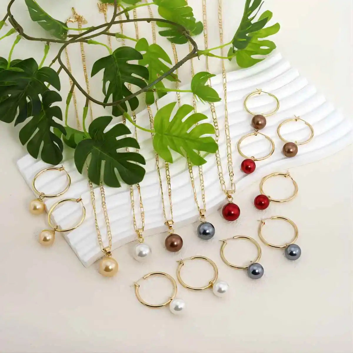 Hawaiian jewelry wholesale Fashion Hibiscus Plumeriaearrings and Necklace Set 14k Gold Jewelry Wholesale for Women Girls