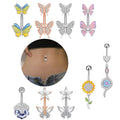 Wholesale 10pcs Set Multicolored Butterfly Stainless Steel Belly Rings Cute Navel Nombril Piercing CZ for Indian Belly