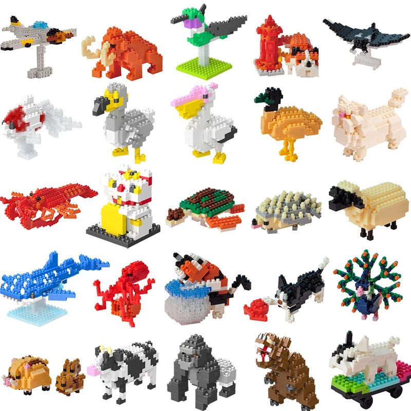 Unisex Micro Building Block ABS Plastic Mini Animal Model Construction Toy for Children's Education 50 PP Bags 96 Pcs Toys