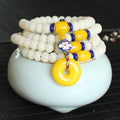 Wholesale White Bodhi Yellow Chalcedony Pendant Bracelets 108 Buddha White Jade Bodhi Barrel Beads Bracelet