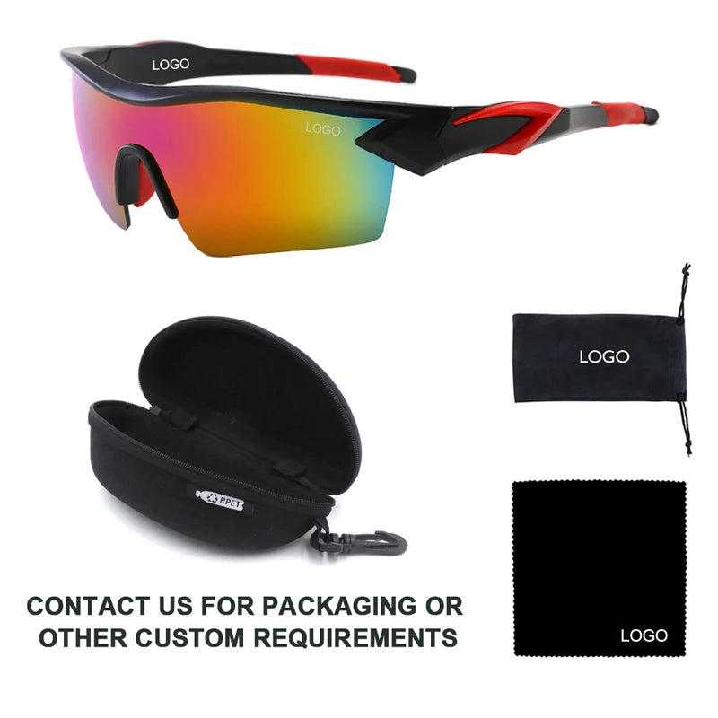 Wholesale One-piece Lens Half Frame Design OEM Custom Logo Sports Sunglasses Men and Women Outdoor Eyewear
