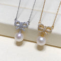 N441 9-10mm DIY Natural  Freshwater Pearl Charm Pendant Necklace Chain Accessory 925 Sterling Silver Jewelry for Women