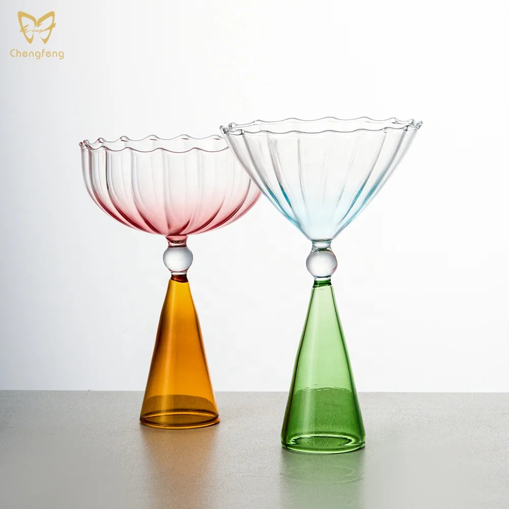 Colored Glass Cocktail Glasses Colorful Tall Champagne Glasses Bartender Supplies Glass