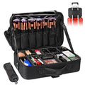 For Relavel Portable Makeup Vanity Organizer Case Black Cosmetic Brush Holder Storage Box Large Capacity Zipper Closure Nylon