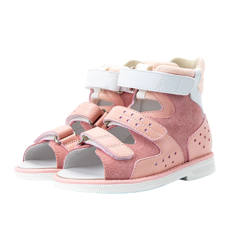 Princepard Factory Direct Sale Girls Summer Orthopedic Children's Arch Support Ankle-wrap Hook and Loop Sandals