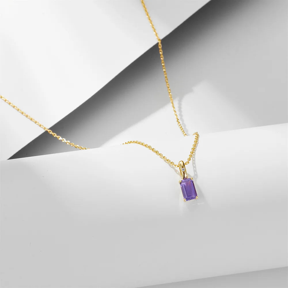 Hot Selling Light Luxury Natural Amethyst Peridot Pendant Necklace S925 Sterling Silver Necklaces to My Daughter