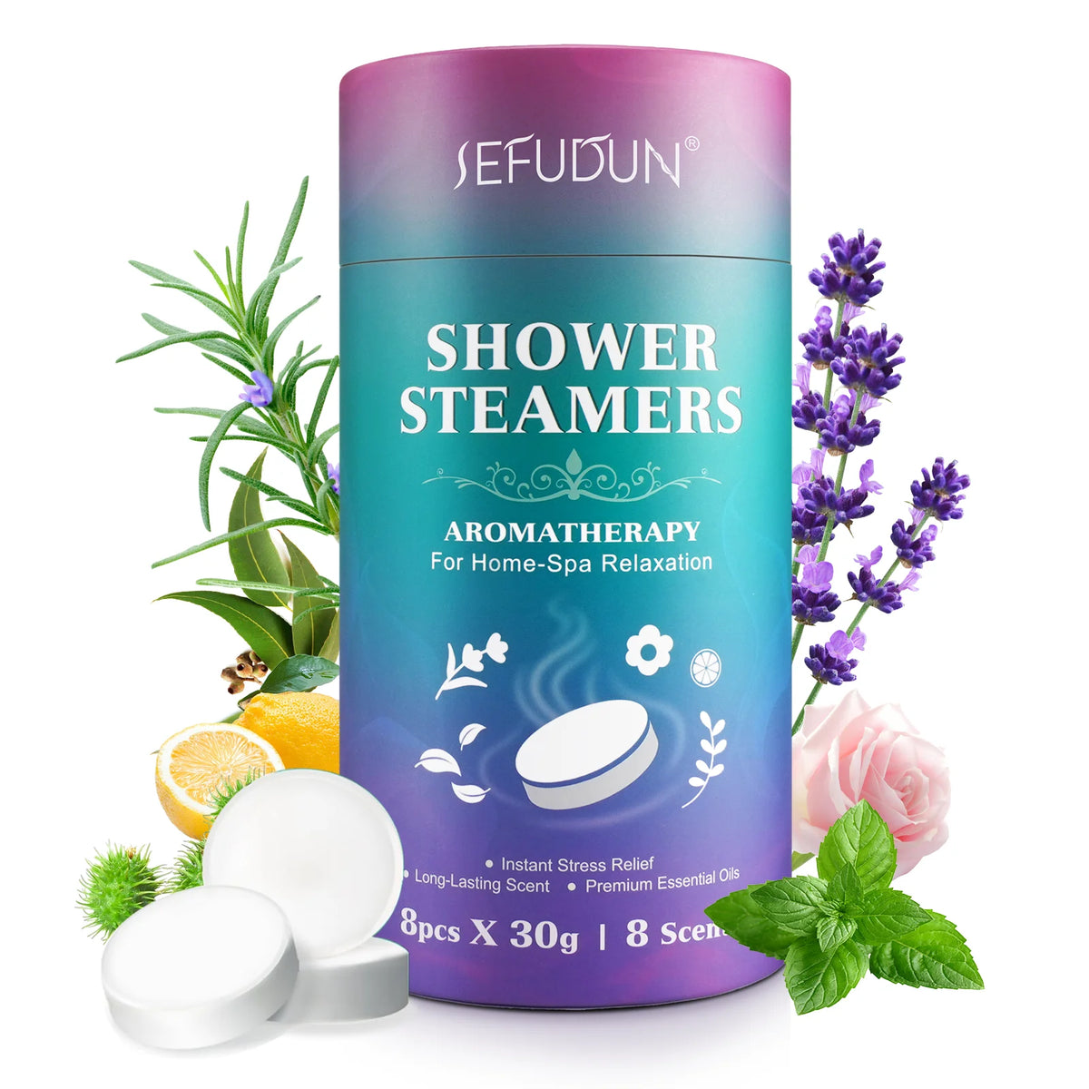SEFUDUN Home Spa Long Lasting Scent Private Label Essential Oil Body Restore Aromatherapy Shower Steamers