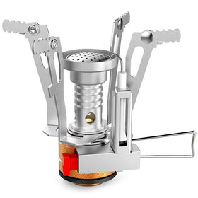 IRONDONKEY Outdoor Gas Camping Stoves 110g Portable Piezoelectric Ignition Stove Foldable Picnic Stove Cooking Utensils