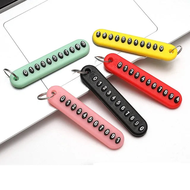 Anti-lost Phone Number Plate Car Keychain Pendant Auto Vehicle Phone Number Card Keyring Key Chain
