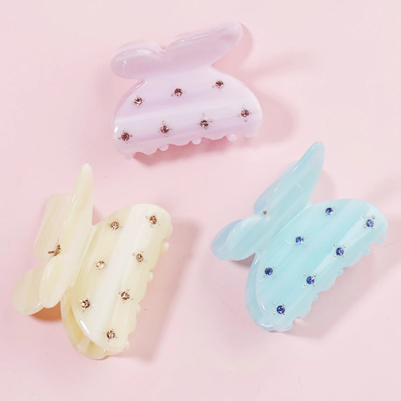Midairy Wholesale Hot Selling Korean Style butterfly Hair Claw Sweet Jelly Color Acetate Hair Accessories for Girls CSFZ0512