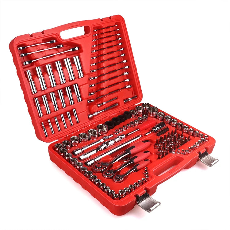 GATmatic Comprehensive 150PCS Auto Repair Tool Box 12pt 6pt Socket Set Kits Hard Case Hand Ratchet Wrenches for Vehicle OEM