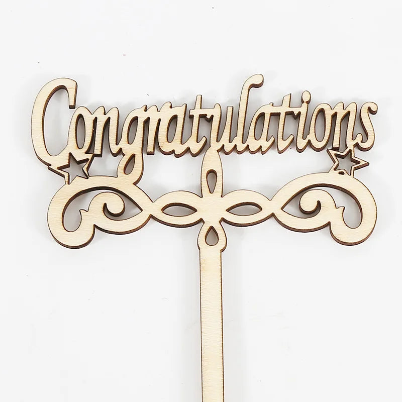Wood Congratulations Graduation Cake Topper - Congrats Grad Party Decorations Supplies - High School Graduation Cake Topper