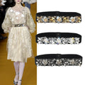 4cm Width Ladies Metal Elastic Rhinestone Belt Party Fashion Show Waistband Women Dress Belt