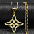 Stainless Steel Witch Knot Pendant Necklace Charm Gold/Silver Unisex Witchcraft Irish Knot Pendant Amulet Necklace Jewelry
