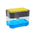 Popular 2 in 1 Multi-function Kitchen Plastic Cleaning Tool Liquid Soap Dispenser Box with Sponge for Dish Washing