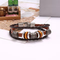 Ethnic Style Bracelet Three-tiered Vintage Bracelet Ethnic Braided Men's Bracelet with Alloy Faux Leather Decorative
