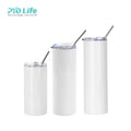 Bulk Buy Straight Skinny Tumbler 20 oz Glossy White Sublimation Blank Stainless Steel Tumbler With Lid & Metal Straw