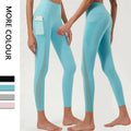 Women's High Waist Nine Points Yoga Leggings Slim Legs Print Pants with Practical Pockets XL Size