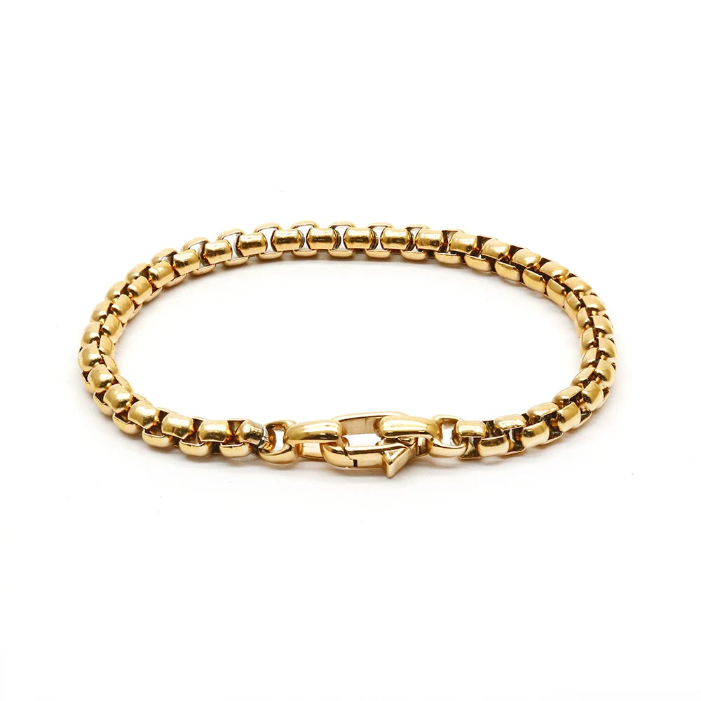 18K Gold Plated Stainless Steel Waterproof Jewelry Chain Bracelet Men Gift Custom Clasp Chain Christmas Gift  Fashion Bracelet