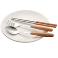Premium Stainless Steel Flatware Set with Beech Wood Handle Spoon Fork Chopsticks Reusable Cutlery for Home Restaurant Gift