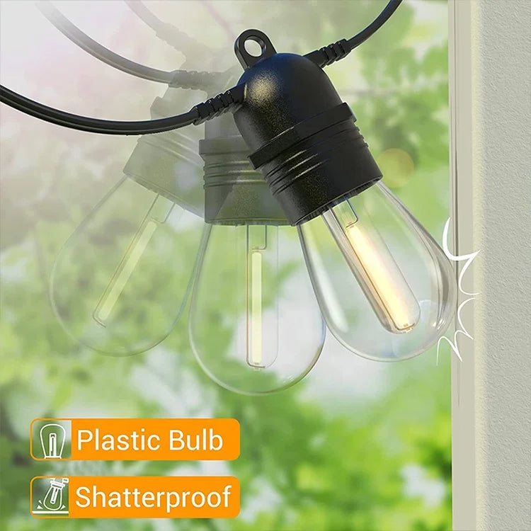 JAIYI Wholesale Christmas Plastic Ball Outdoor Decorative S14 Lighting Led String with E27 LED Bulbs