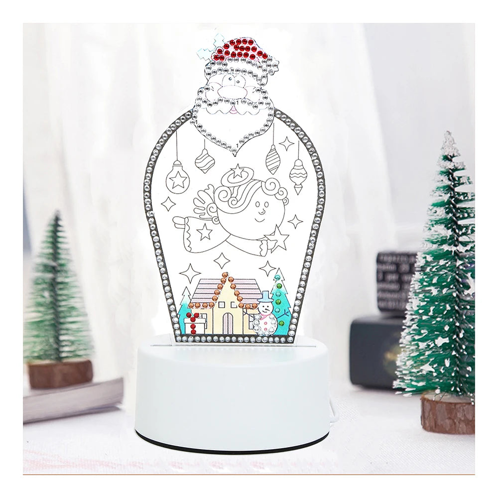 Diy 5d Diamond Painting Led Light Night Light Santa Crystal Diamond Embroidery Lovely Table Lamp Home Decoration Christmas Gift