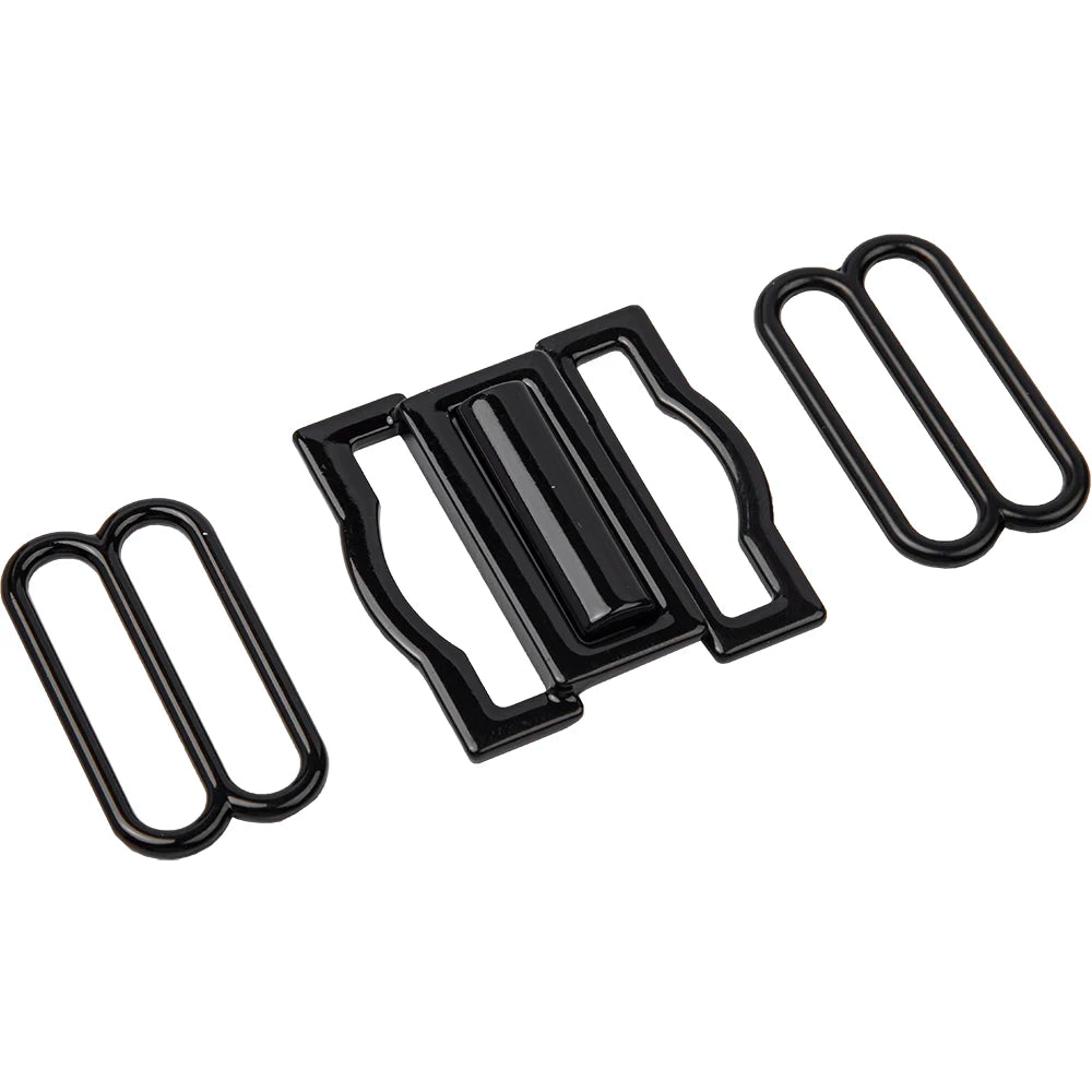 Matt and Shiny Black Metal Belt Hardware Interlock Buckles Slides Adjuster 4 Pieces Set Cummerbund Quick Release Buckle