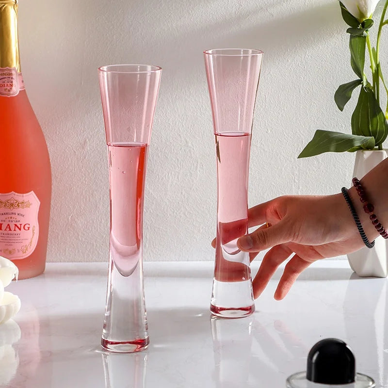 Luxury Gift Set Coupe Wedding Crystal Sparkling Wine Glass Customized Price Tall Bubble Verres Clear Pink Champagne Flutes