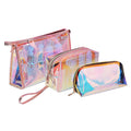 Clear Iridescent Holographic Makeup Bag Women Cosmetic Toiletry Pouch Waterproof Portable Zippered Cosmetic Bags Gift Bags
