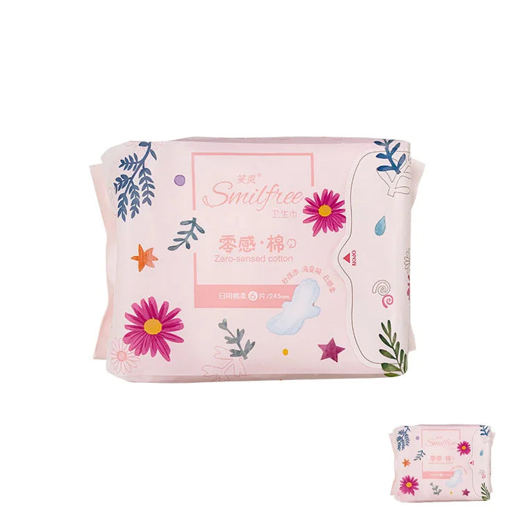 Custom Disposable Soft Organic Cotton Sanitary Napkins High Absorption Period Pads for Women Super Absorbency Breathable 240mm