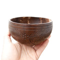 Custom Logo Hand Carved Jumbo Coconut Shell Wooden Fruit Salad Smoothie Bowl Eco Friendly Natural Vietnam Coconut Candle Bowl