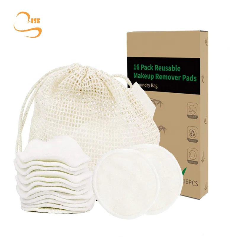 Hot Sales 3.15" Round Eco-friendly Bamboo Terry Facial Cleansing Pads All Skin Soft Reusable Make up Wipe Remover