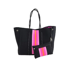 Stripe Design Customized Neoprene Women's Tote Carry Bag 3mm Handle Accepts Customized Logo and Size for Shopping