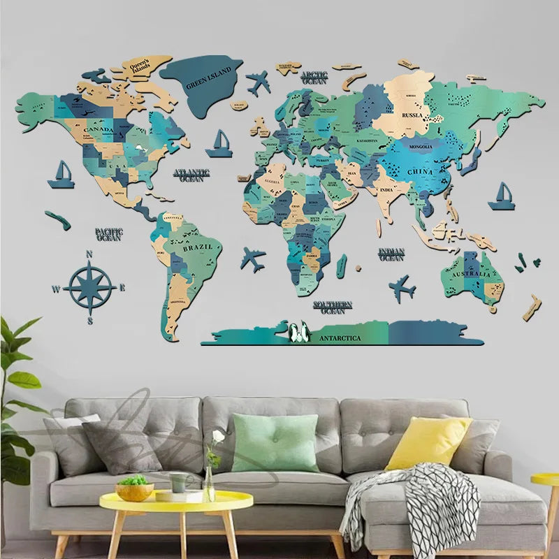 Wooden World Map World Map Puzzle Solid Wood Boards Wall Decorations for Home Wall Hangers Map of the World