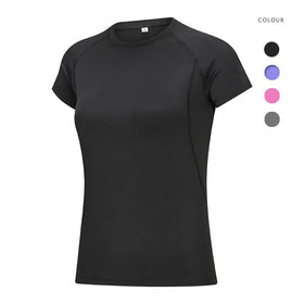 Quick Dry Breathable Eco-Friendly Short Sleeve T-shirt Stretch Tight Compression Sports Fitness Yoga Top Training Running Womens