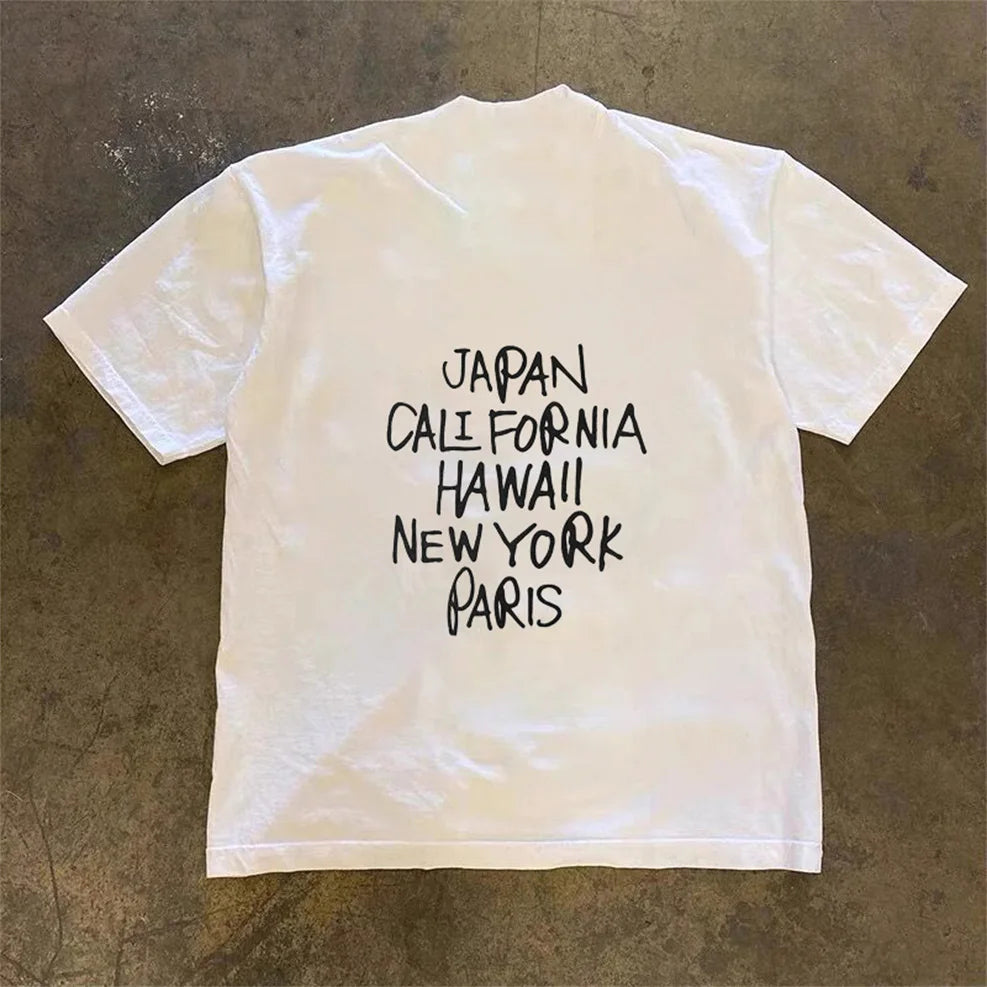 Streetwear T-shirt 250 Grams Heavy Weight Custom Printed Hand-painted Letters Oversized 100 Cotton t Shirts