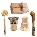 Custom Logo Kitchen Bamboo Cleaning Brushes Set 100% Natural Eco Friendly Sisal Plam Cleaning Brush for Washing Cast
