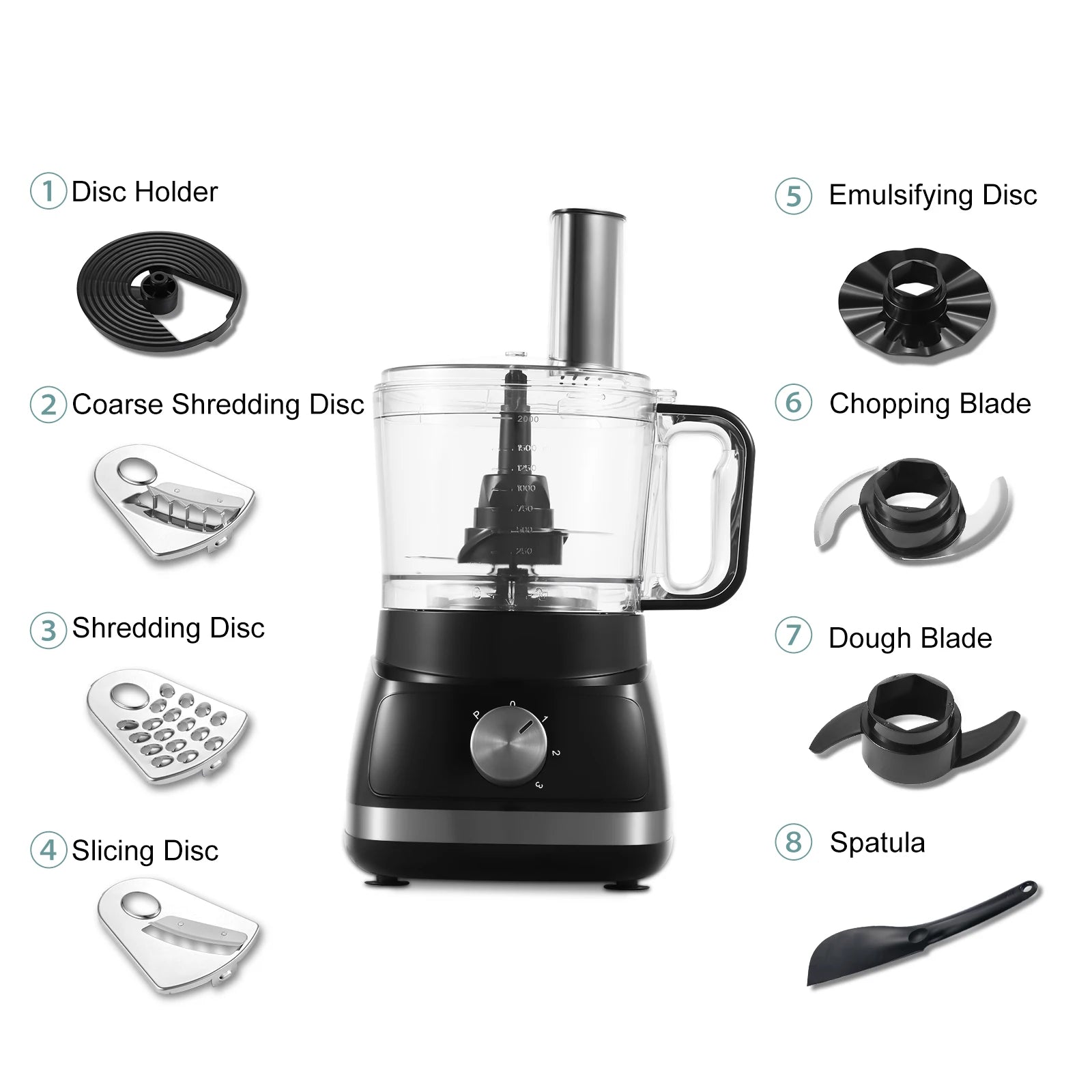 Food Processor 6-in-1 Food Processor and Blender Multifunctional for ChoppingSlicingShredding and Kneading Dough