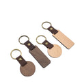 Walnut Wooden Dog Keychain Blanks round and Rectangle Design PU Leather for Engraving