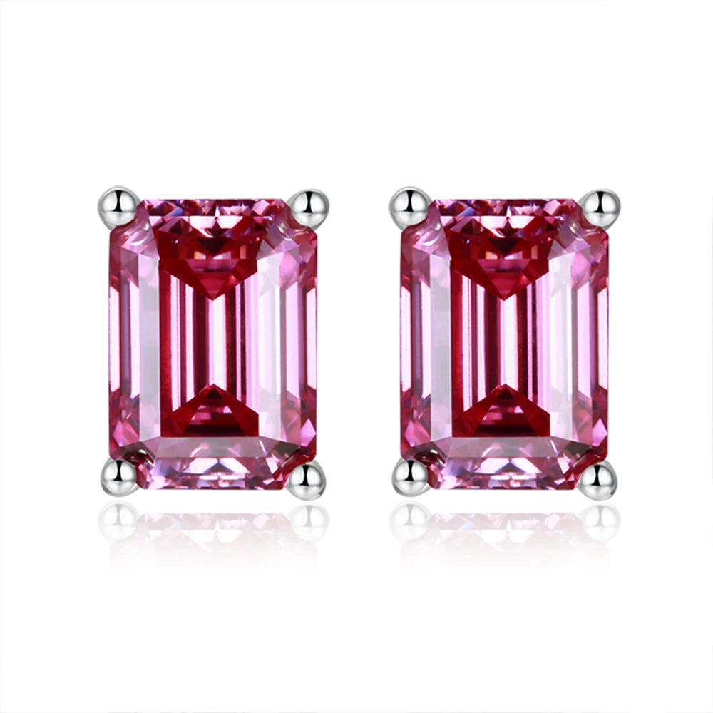 Pink Moissanite Earring Studs Wholesale Jewelry 925 Sterling Silver Wedding Engagement Handmade Earrings