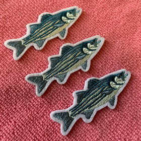 Beautiful Fish logo Felt Embroidery Tagscute Design Iron on Backing Embroidery logo Label for Suits
