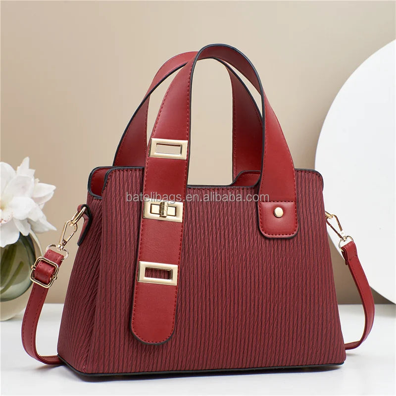 2025 New Fashion Ladies Luxury PU Leather Tote Handbags Wholesale Set Zipper Closure Letter Decoration Popular Ladies Handbag