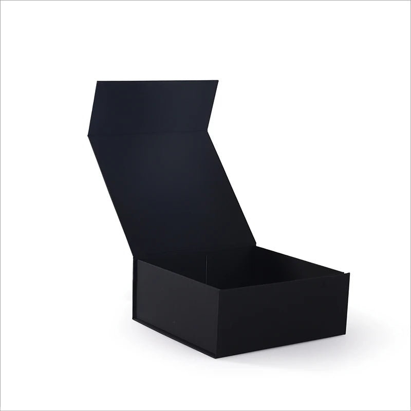 In Stock Low MOQ Black Color Rigid Flat Magnetic Folding Gift Box for Gift Pack