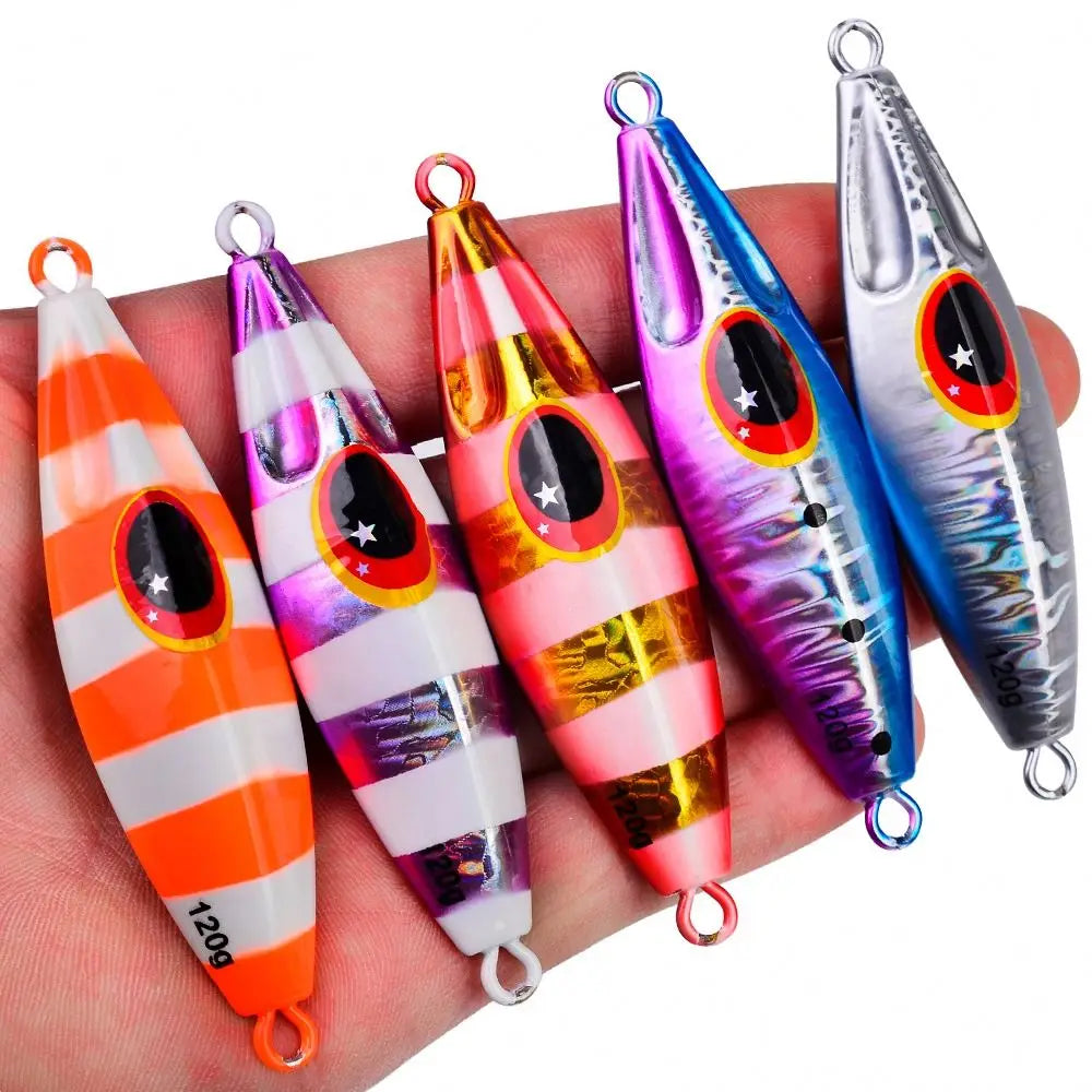 Luminous 30G 40G 60G 80G 100G 120G Lead Metal Fishing Jig Lure Deep Sea Saltwater Slow Fall Pitch Fishing Jigging Lures