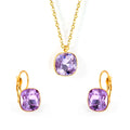 Europe and America Full Rhinestone Crystal Geometric Female Retro Stainless Steel Link Chain Earrings Necklace Set for Women