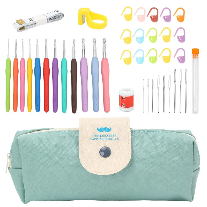 YNS DIY Crochet Bags Accessory Set with Aluminum Hooks Sewing Needles & Scissors for Hand Sewing Projects